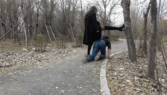 【冷柔】公园暴踢老贱狗，暴力耳光