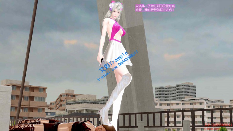 超美美少女漫画系列（高跟长筒银白皮靴+肉丝美腿+紫红高跟）YC-200314