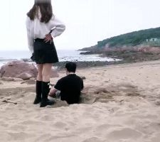 【宸宸】海滩沙子活埋窒息/强制圣水 bf28820