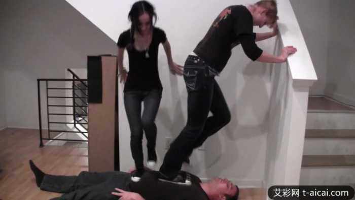 STL-双人叠罗汉爆头跳踩！双女王跳踩暴跺叠罗汉跳踩狗头！O-210708-2